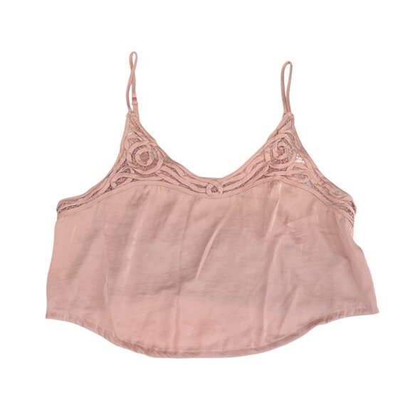 Free People Intimately Lace Trim Crop Top Blush Pink Size Small Adjustable Strap - Picture 1 of 4